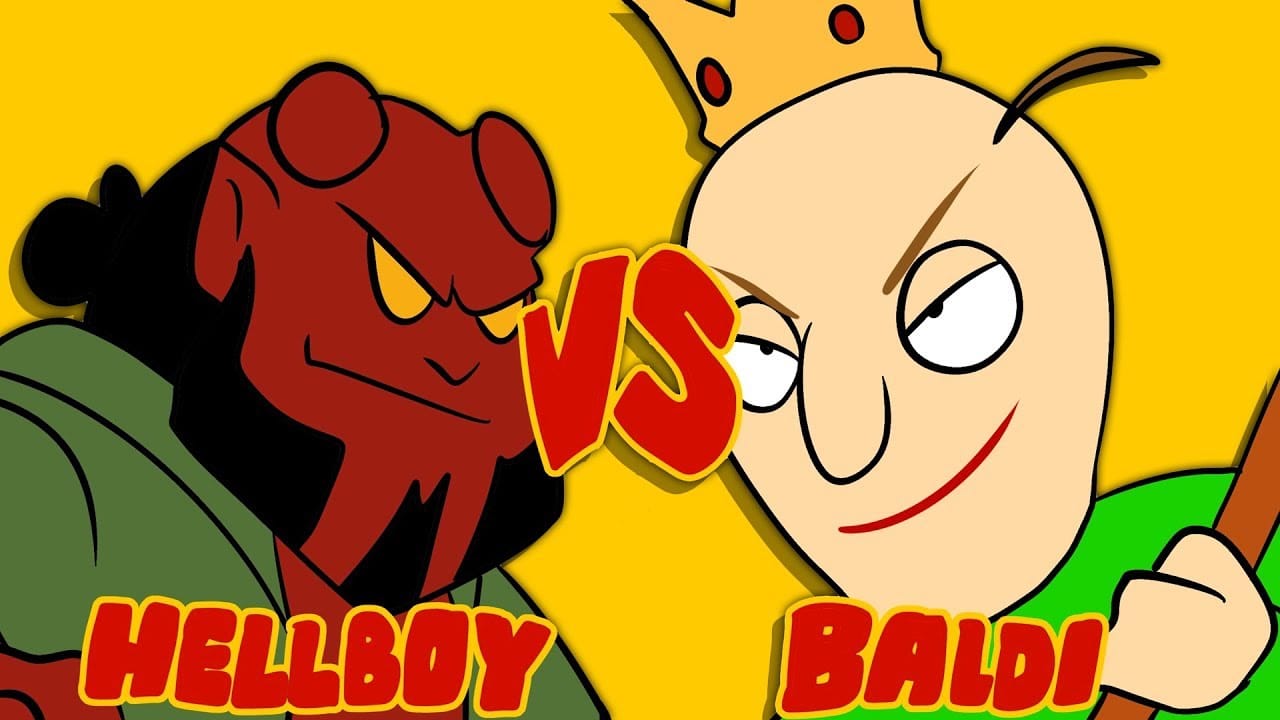 Baldi S Basics Vs Hellboy And Spongebob With Super Mario Sonic Pacman And Donkey Kong Animation Lokmanvideo - hellboy brawl stars